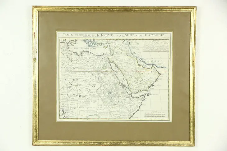 French Hand Colored Africa Map of Egypt, Nubia & Abyssinia or Ethiopia