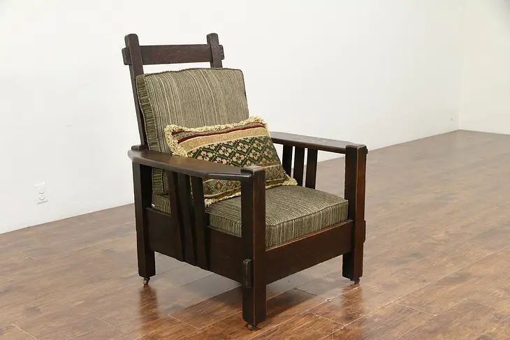 Arts & Crafts Mission Oak Antique Craftsman Morris Recliner Chair  #30152