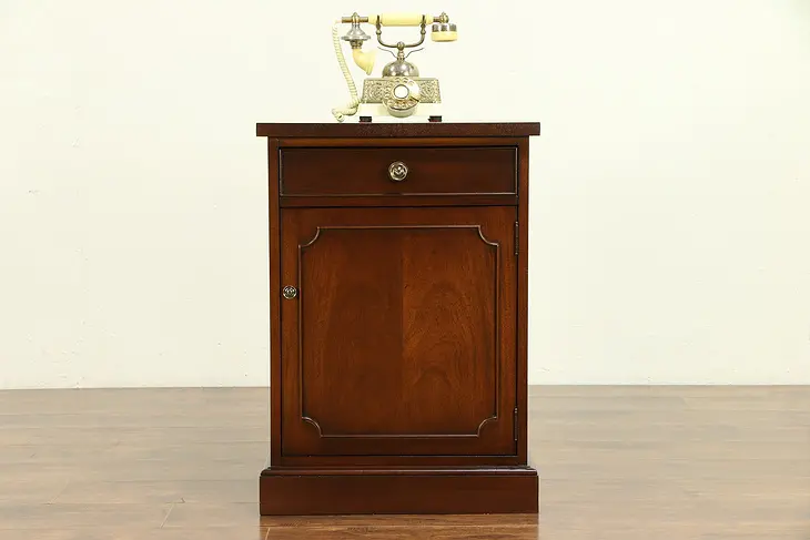 Traditional Vintage Mahogany Phone, Printer Stand, Desk Side Cabinet Rway #30316