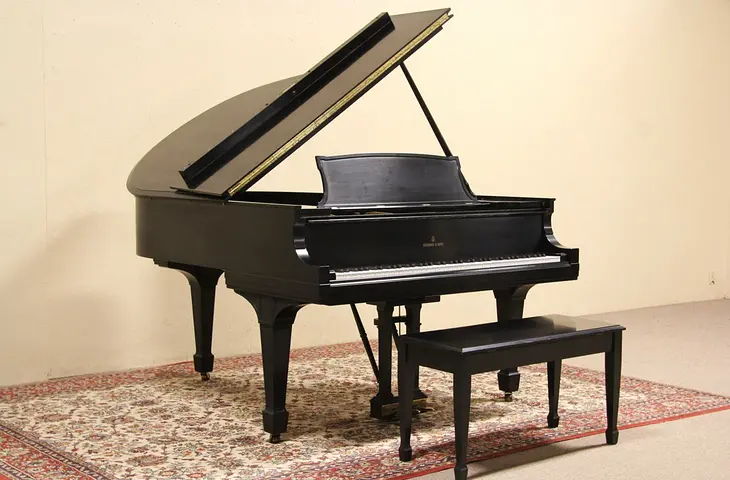 Steinway Ebony Grand Piano, Rebuilt 1916 Model O