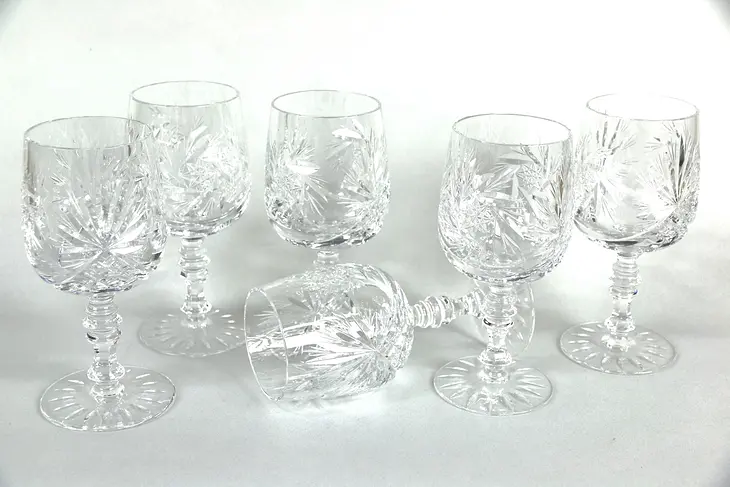 Colwein by Kristall Neubert Set of 6 Wine or Water Goblets 6 1/2", Cut Crystal