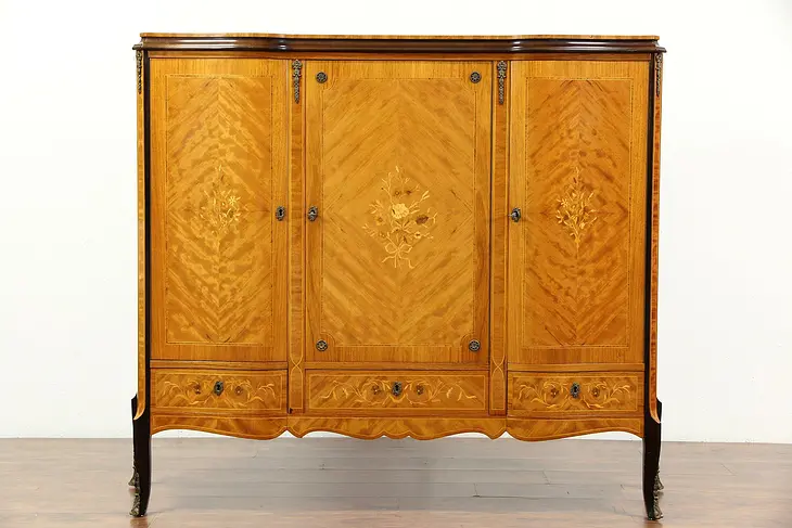 Rosewood Marquetry Vintage Scandinavian Bar or China Cabinet