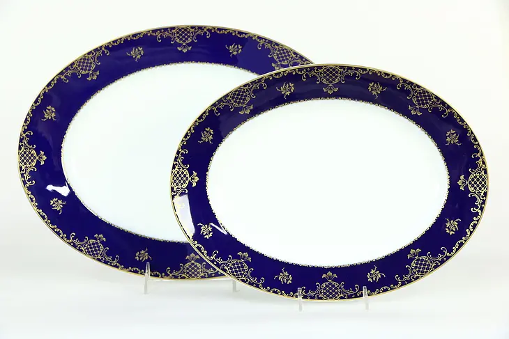 Charlemagne by Rosenthal Pair of Serving Platters, Made in Germany, Cobalt