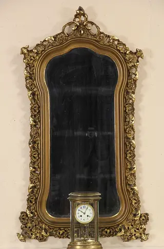 Victorian 1890 Antique Gold Beveled Mirror