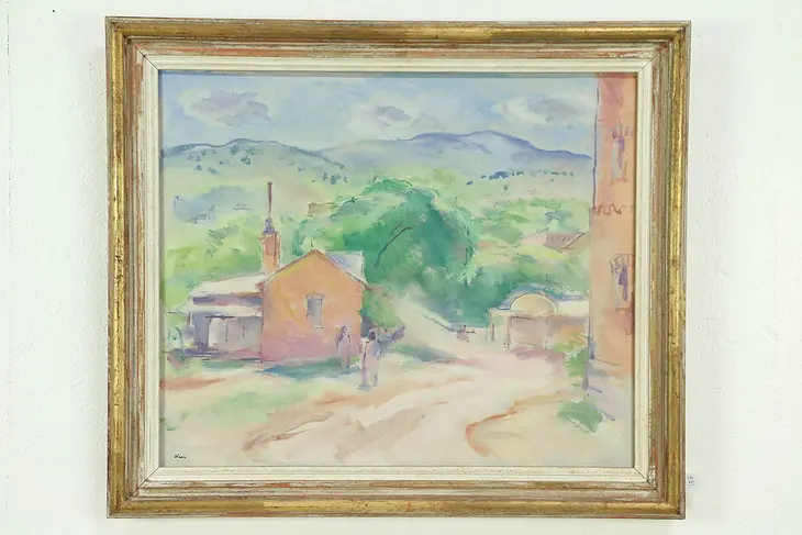 On Armory Hill Original Oil Painting, 1930 Vintage, signed Jack Gage Stark