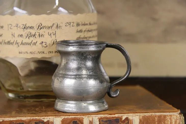 French mid 1800's Antique Pewter Liquor Mug or Shot