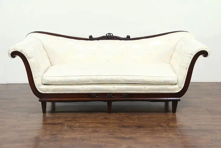Regency 1950 Vintage Carved Mahogany Sofa