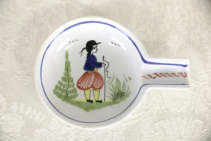 Quimper Spoon Rest, Hand Painted & Signed, Brittany, France