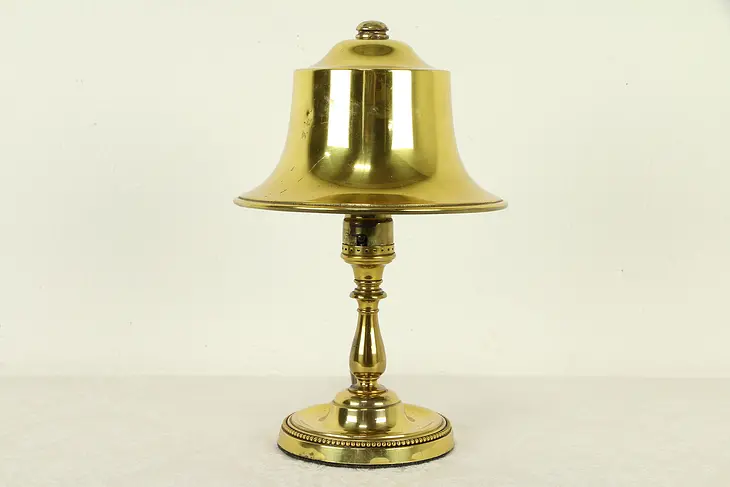 Brass Antique 1920's Desk Lamp, Bell Shape Shade #31754