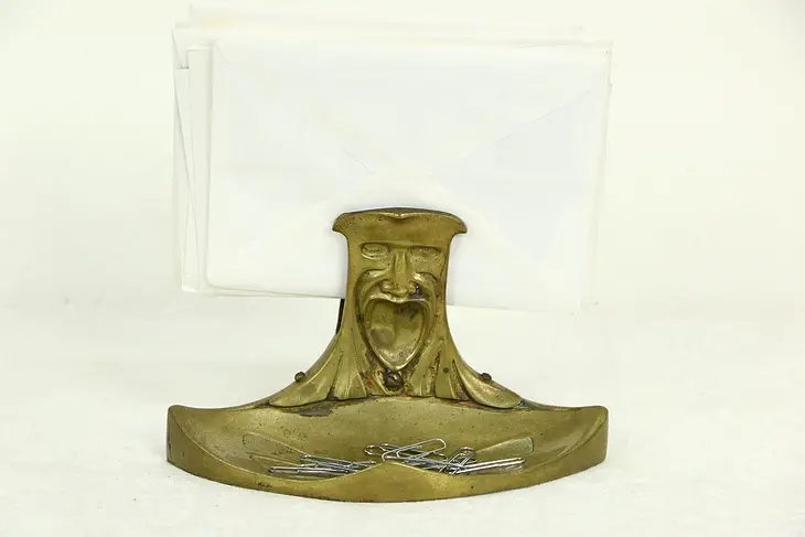 Bronze Antique Art Nouveau 1900 Desk Letter & Pen Holder or Ashtray