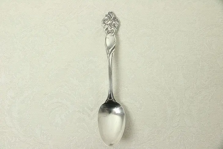 Sterling Silver Antique Art Nouveau Flower Spoon, Signed RW & S #30119