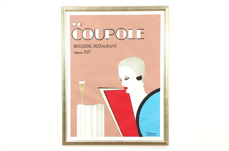 La Coupole Monparnasse Paris Restaurant Art Deco Poster, Gold Leaf Framed