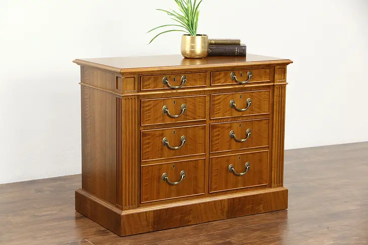 Custom Walnut 6 Drawer Vintage Lateral Executive Office File Cabinet