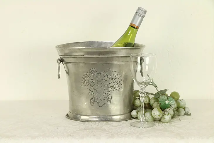Pewter English Antique Champagne Bucket or Wine Cooler, Signed 1703 #30367