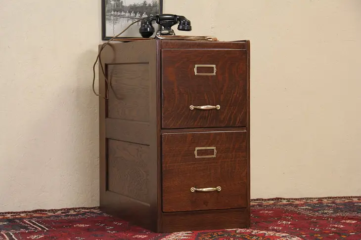 Oak 2 Drawer Antique 1920 File Cabinet