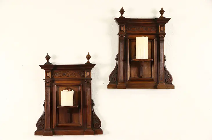 Pair of Italian 1890 Antique Carved Architectural Fragments, Shelves
