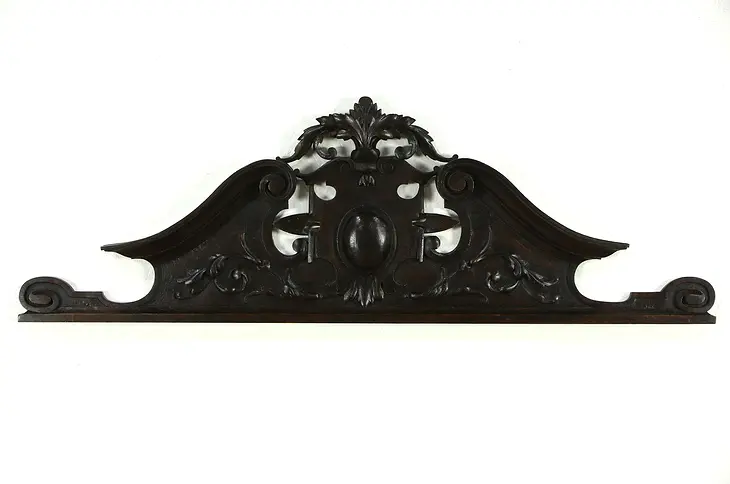 French Carved Oak Crest or Pediment, 1890 Architectural Salvage Fragment