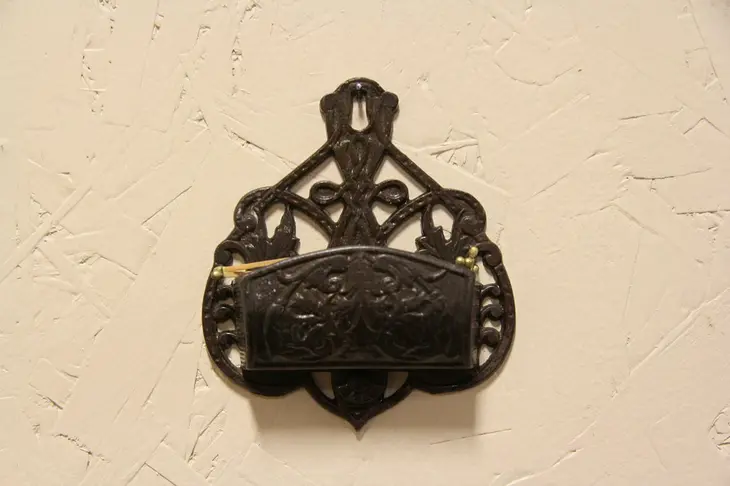 Victorian 1870 Antique Cast Iron Match Holder
