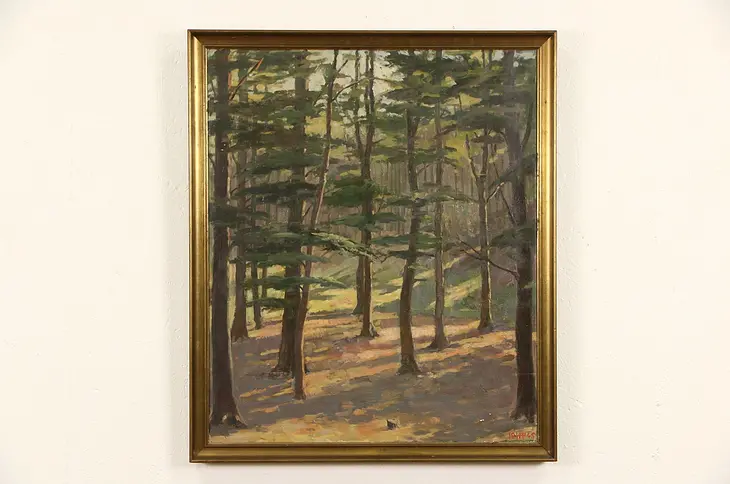 Forest Glen Original Scandinavian Oil Painting, Signed 1945
