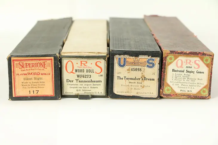 Christmas Group of 4 Player Piano Rolls, Silent Night, Etc #29486