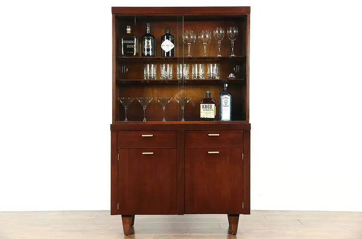 Midcentury Modern 1960 Vintage Bar, China or Curio Display Cabinet