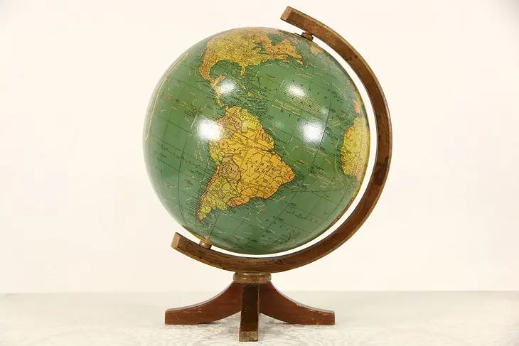 Crams 10 1/2" Terrestrial Globe, 1939 Era