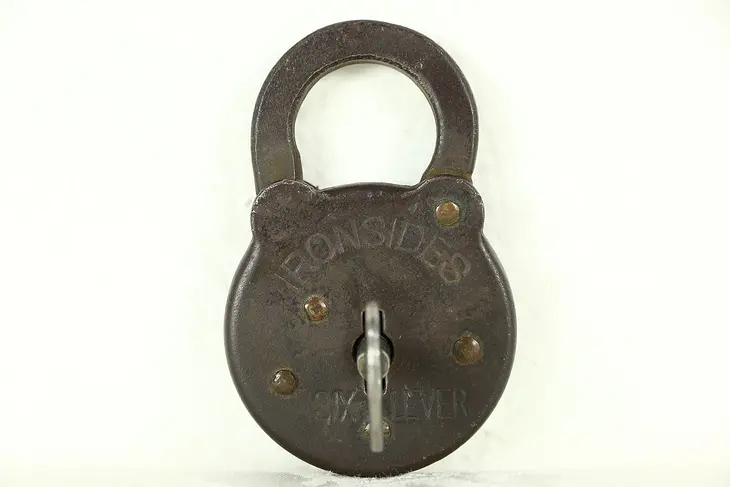 Ironsides Signed Antique 1900's Padlock & Key