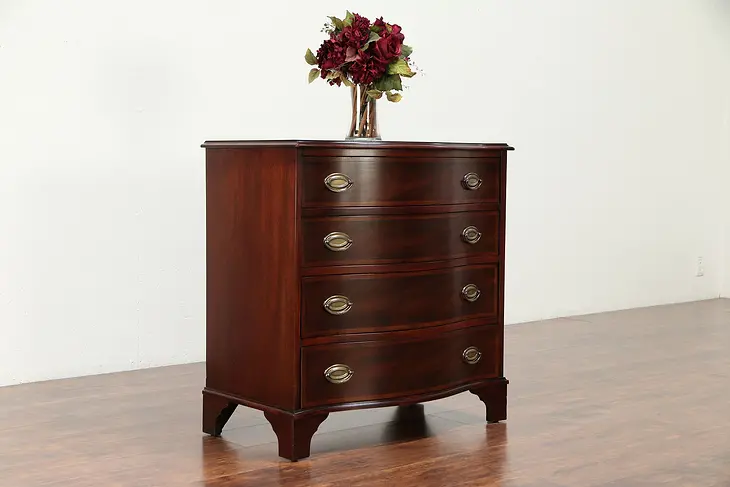 Traditional Mahogany Vintage Hall Chest, Leather Top, Maddox #29987