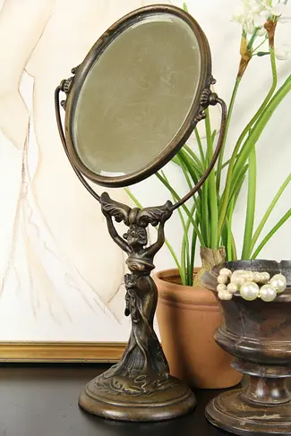 Art Nouveau 1900 Antique French Figural Dresser Mirror