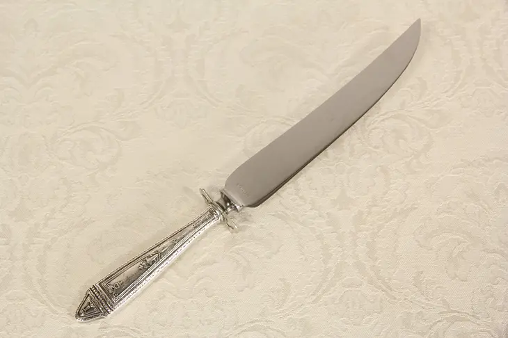 Sterling Silver Handle Carving Knife, 1920 Antique, Stainless Blade