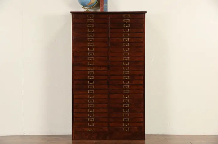 File or Collector Cabinet, Jewelry Chest, 1910 Antique 50 Drawers