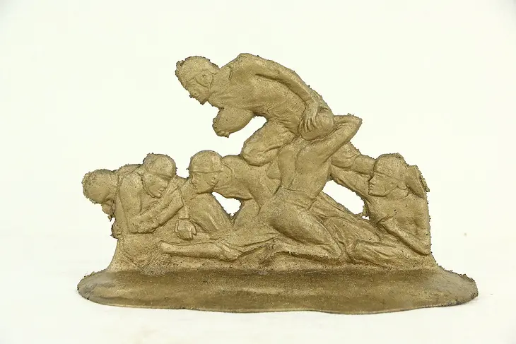 Football Game Doorstop Sculpture, Rough Cast Bronze
