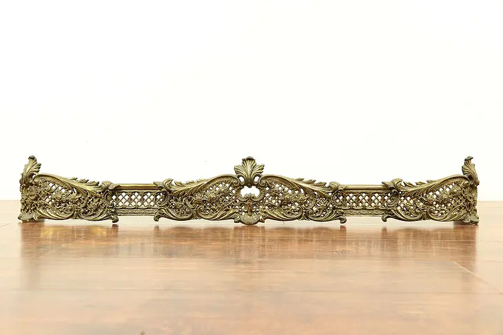 Brass Antique French Rococo Design Fireplace Hearth Fender #29232