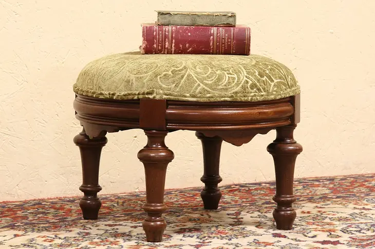 Round Victorian 1880 Antique Footstool