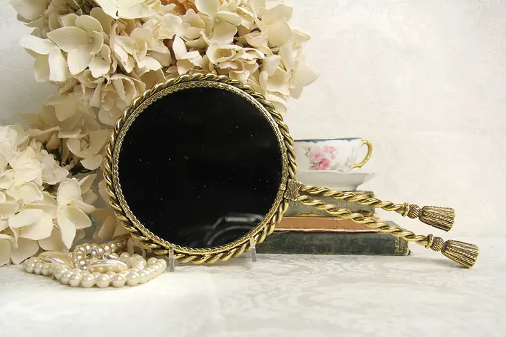 Boudoir Vintage Gold Filigree Hand Mirror
