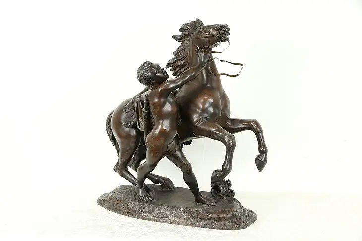 Marly Horse Statue, Antique 1890 French Sculpture after Coustou #31263