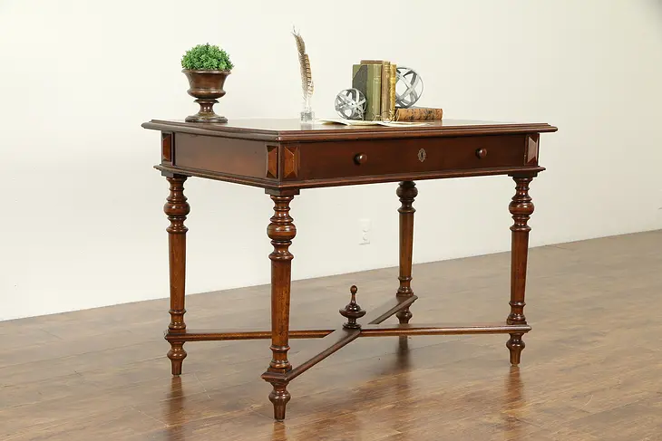 Walnut & Cherry Antique Austrian Library Table or Desk #31739