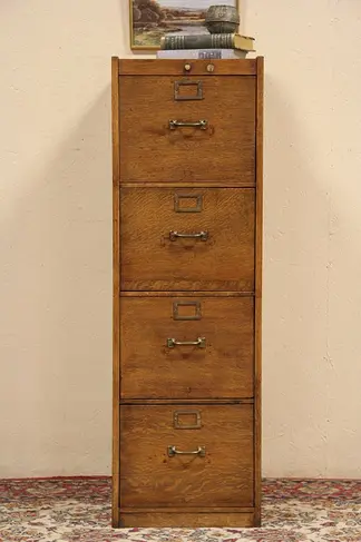 Oak 4 Drawer Antique 1925 File Cabinet