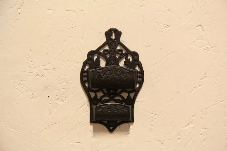 Victorian 1870 Antique Cast Iron Double Match Holder