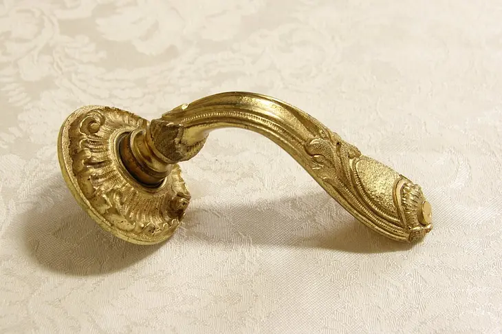 Gold Plated 1900 Antique Bronze Door Lever, Never Used