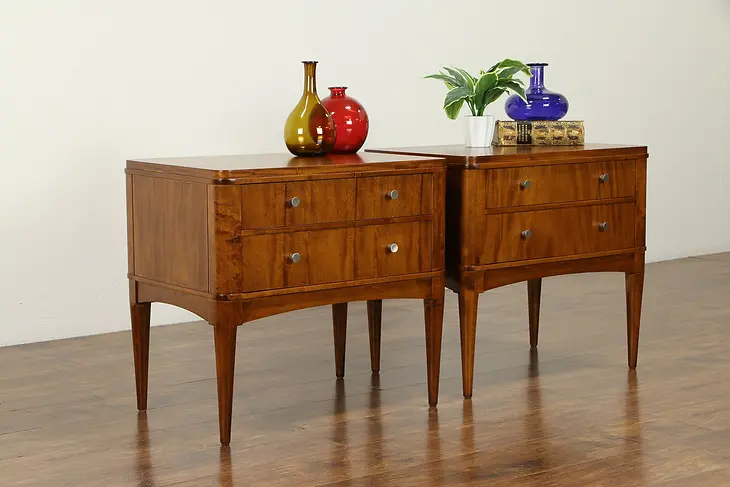 Pair Midcentury Modern 1960 Vintage End Tables, Nightstands Ethan Allen #31692