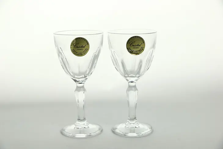 Cristal France Signed Pair of Cordial Goblets