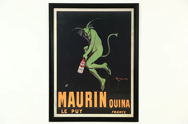 Maurin Quina Aperitif Wine Framed Advertizing Poster, signed Leonetto Cappiello