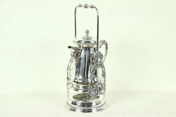 Victorian Silverplate Antique Tilting Water Pitcher & Stand, Simpson #28793