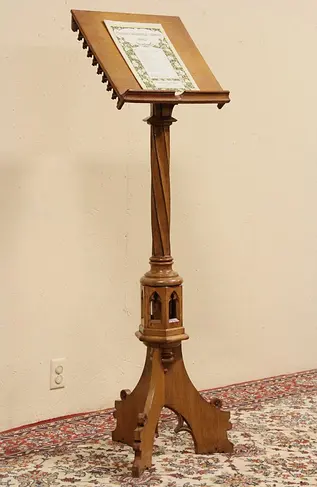 Gothic Victorian 1870 Antique Lectern, Podium, Music or Bible Stand