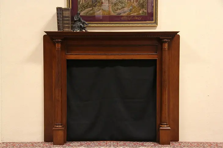 Classical Oak 1890 Architectural Salvage Fireplace Mantel & Surround