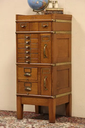 Globe Stacking Oak 1900 File Cabinet, 12 Drawers