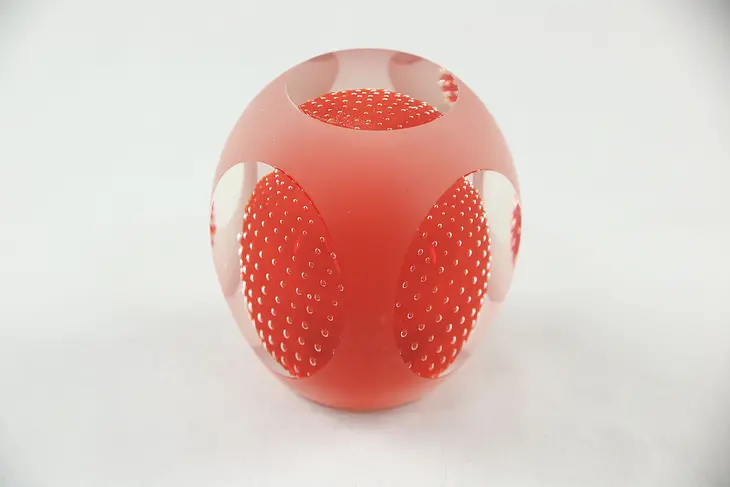 Blown Glass Paperweight, Satin Finish and Controlled Bubbles