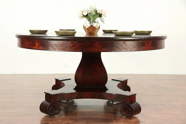 Empire Antique 5' Round Mahogany Dining, Library or Hall Center Table #29229