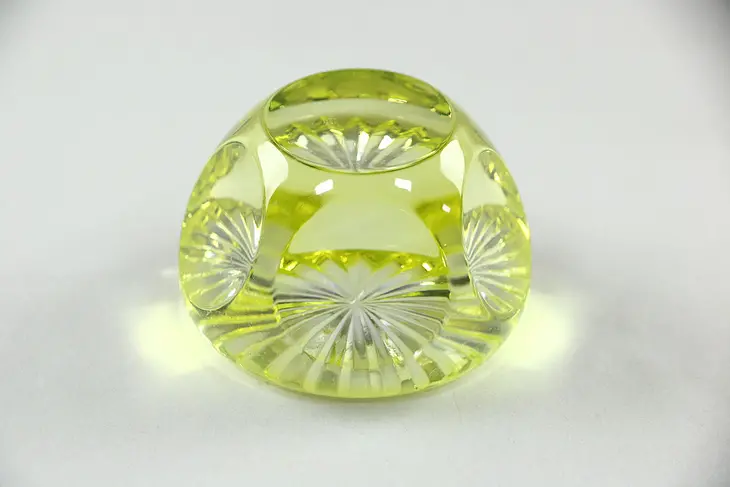 Paperweight, Faceted Yellow Cut to Clear